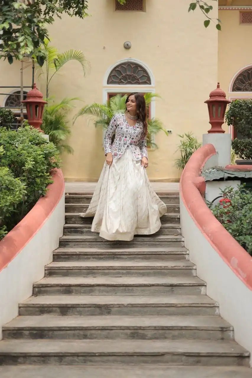 Mohini7127 Pure Dayble Viscose Jequard White Color Lehenga Choli