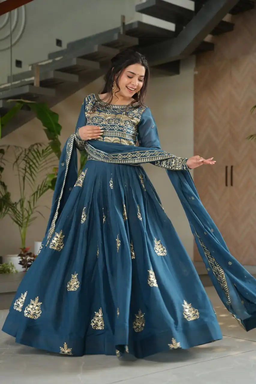Mohini 9226 Ladies Designer Chinon Gown Dupatta With Sequence Embroidery Work