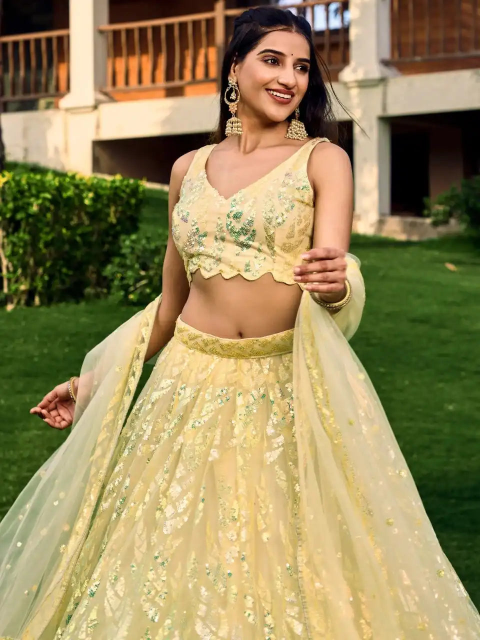 Zeel Yellow Soft Net Multiple Sequins Embroidery Party Wear lehenga Choli 2025