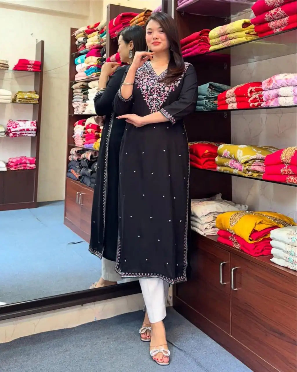Yasu Vol 59 Banana Silk Kurti Pant With Embroidery Work Design