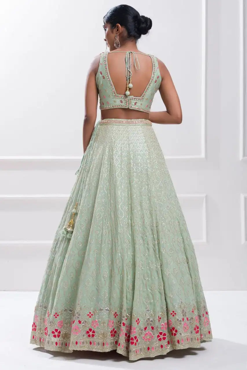 Zeel 5084 Babyblue Color Georgette Party Wear Lehenga Choli Embroidery Work