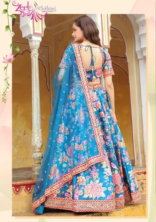 Zeel Vol 17515 Blue Art Silk Florat Print Lehenga Choli 2025