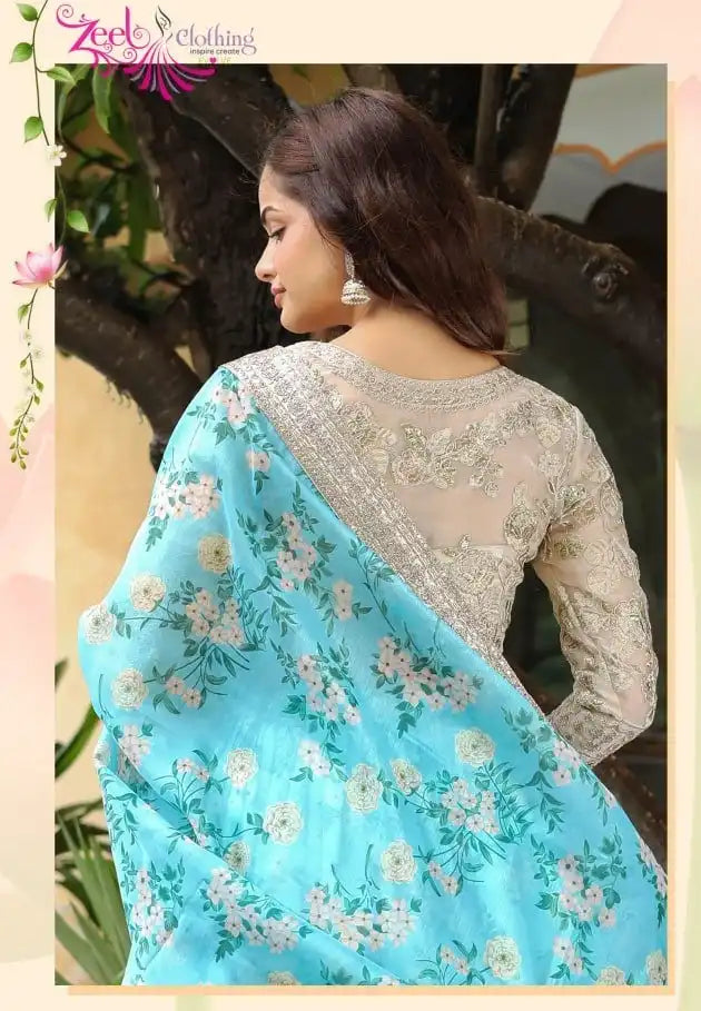 Zeel Vol 17606 Sky Blue Organza Party Wear Lehenga Choli 2025