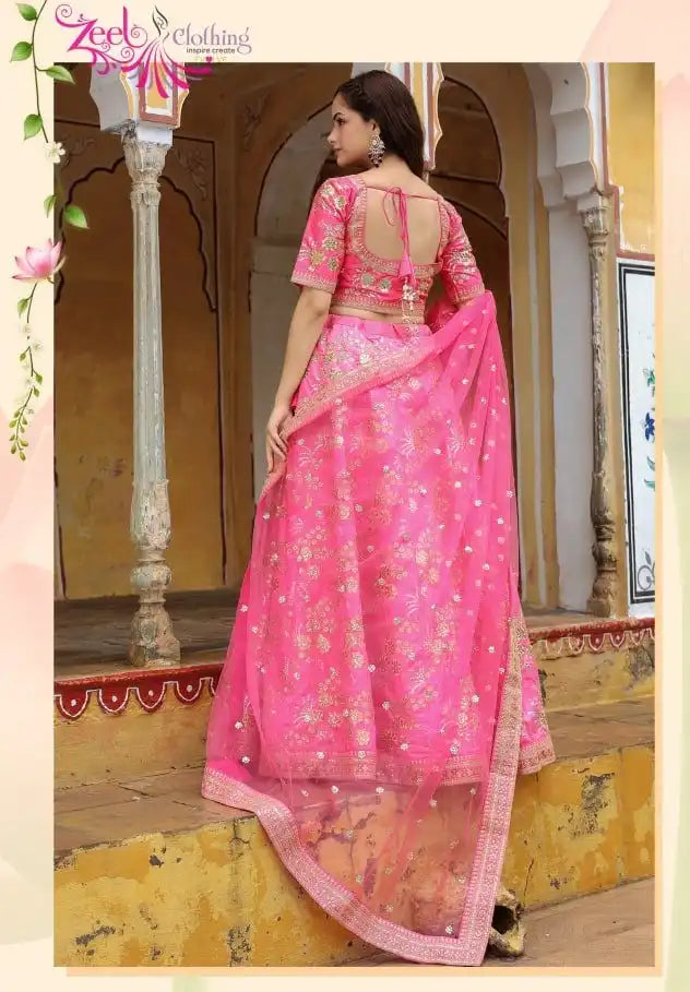Zeel Vol 17812 Pink Slub Silk Lehenga Choli With Embroidery Work