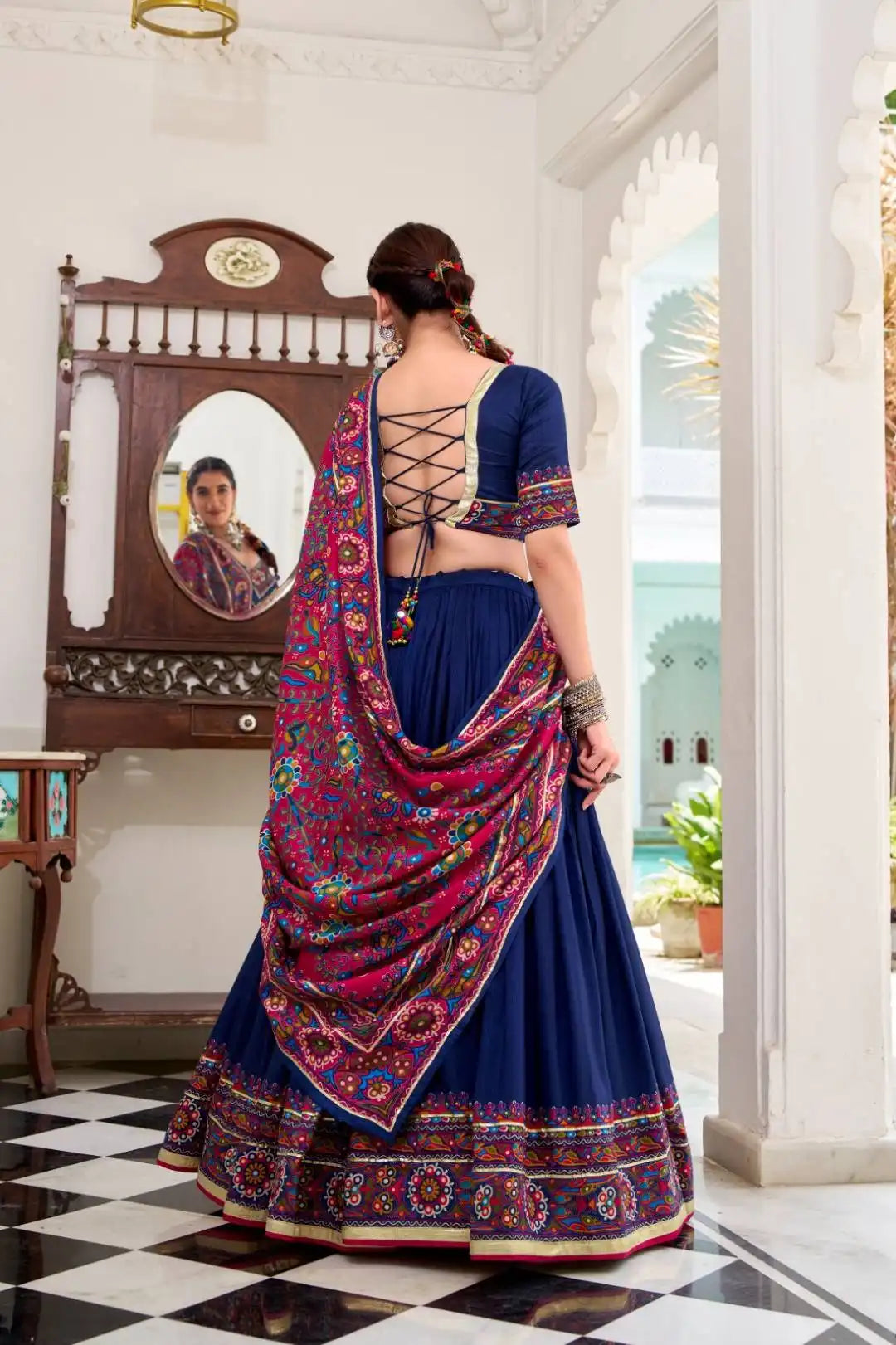 WMN 1243 Jobaniyu Tasar Silk Blue Color Lehenga Choli Navratri Collection 2025