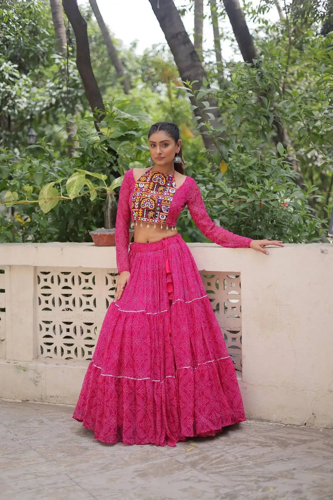 Mohini 7134 Pink Color Faux Georgette Bandhej Printed Navratri Lehenga Choli
