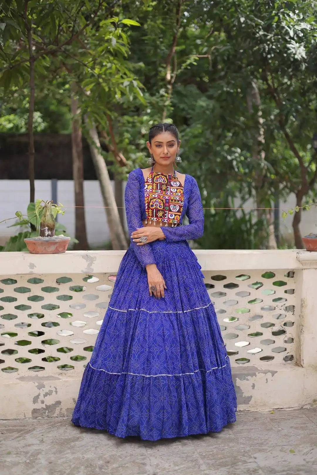 Mohini 7134 Blue Color Faux Georgette Bandhej Printed Navratri Lehenga Choli Collection