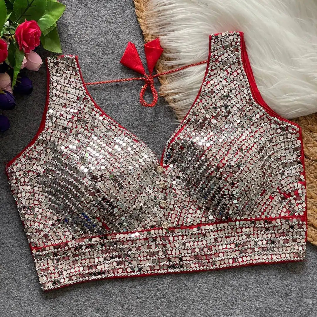 Ruhi Vol 57 Readymade Blouse Mirror Sequence Work Design