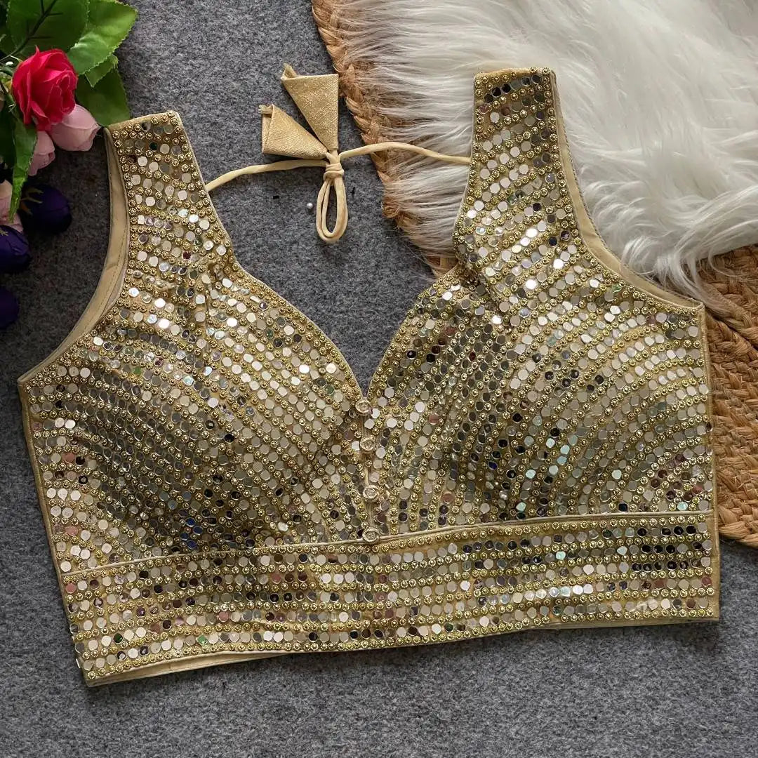 Ruhi Vol 57 Readymade Blouse Yellow Color Mirror Work Collection