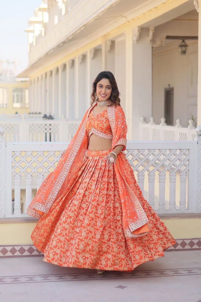 Mohini 7081 Heavy Embroidered Jecquard Lehenga Choli