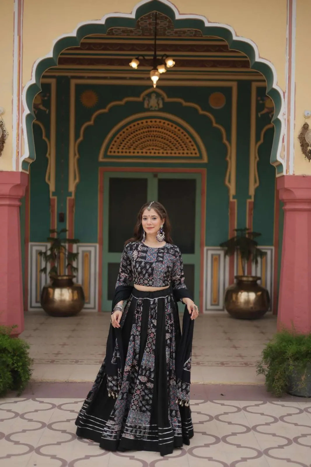 Mohini 7123 Black Color Navratri Readymade Printed Rayon Lehenga Choli Set