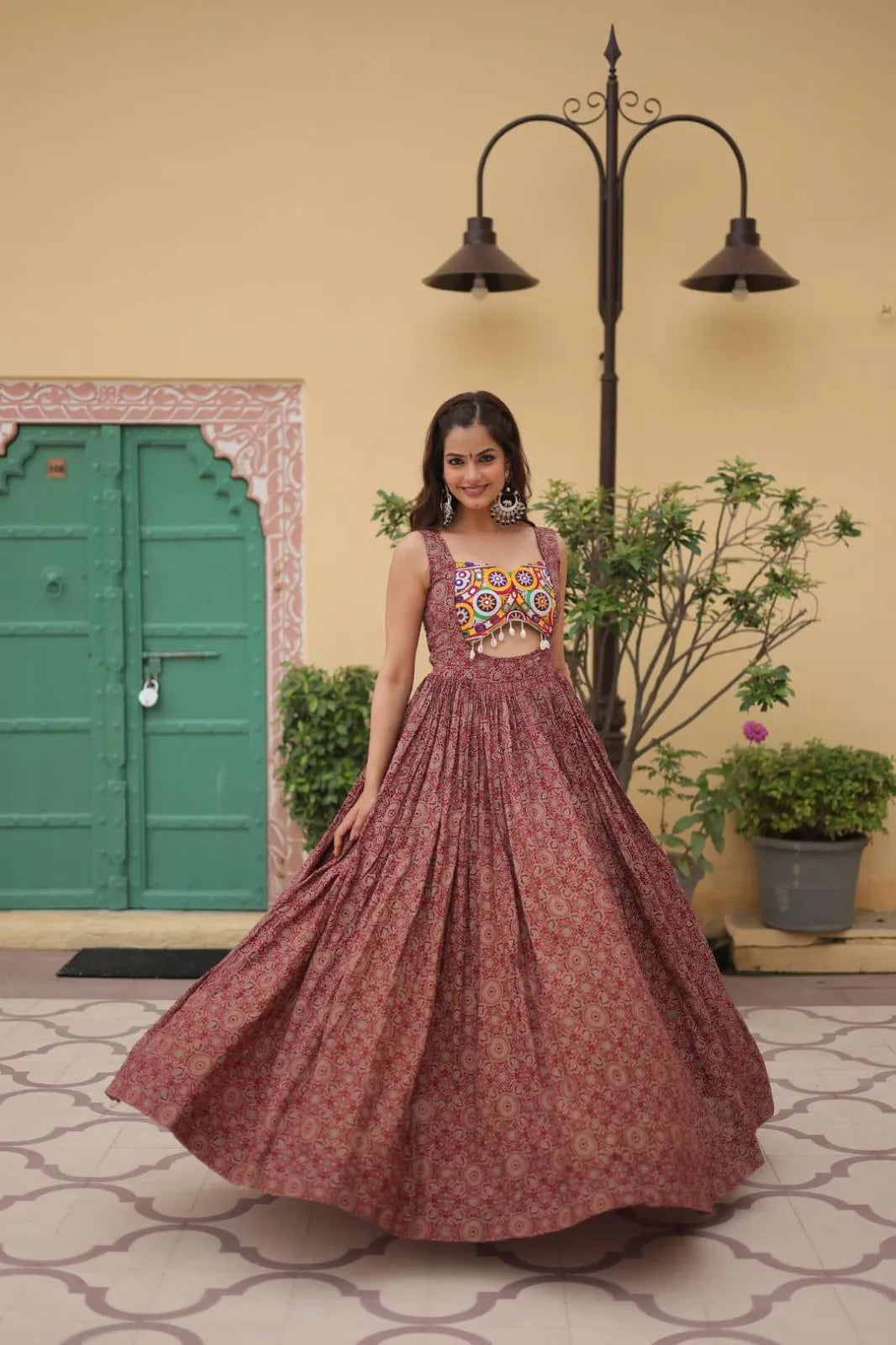 Mohini 9201 Gamti Work Cotton with Kutchi Work Navratri Gown 2024