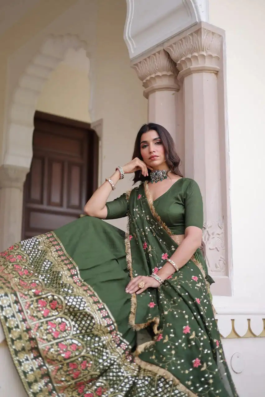 Moni 5051 Vichitra Silk Embroidery Lehenga Choli