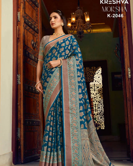 Kreshva Moksha 2046 Blue Twp Georgette Festival Saree