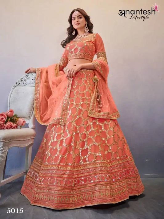 Anantesh Occations Vol 4 Light Orange Butterfly Net Lehenga Choli