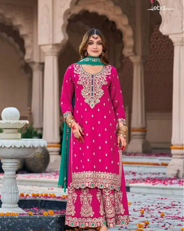 Eba Nikhar Chinon Embroidered Ready Made Suits