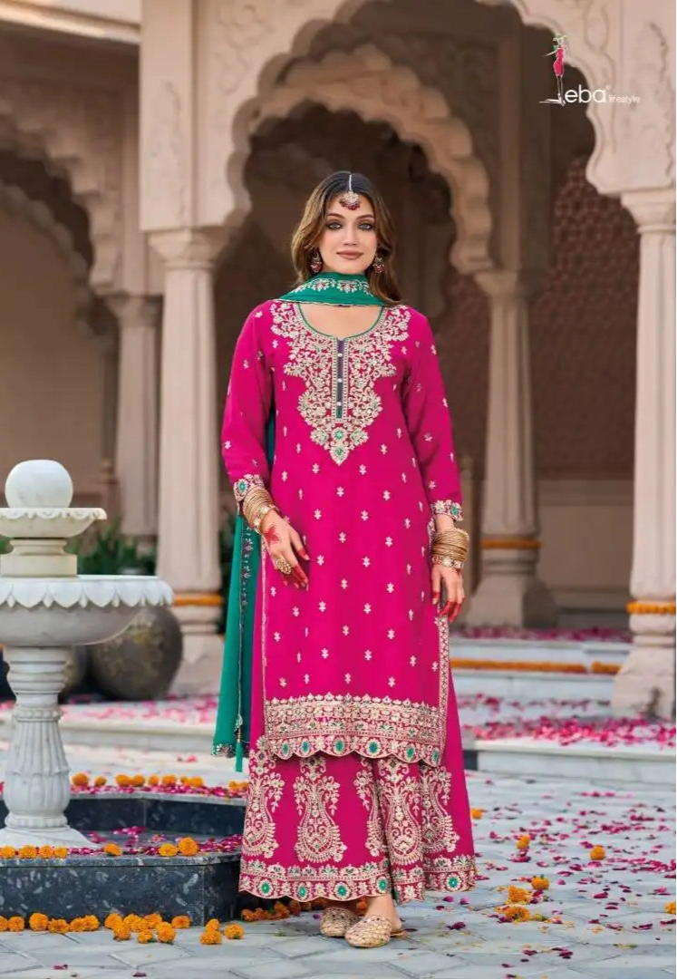 Eba Nikhar Chinon Embroidered Ready Made Suits