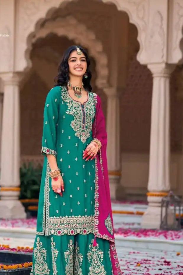 Eba Nikhar Chinon Sharara Suit  Ready Made Collection