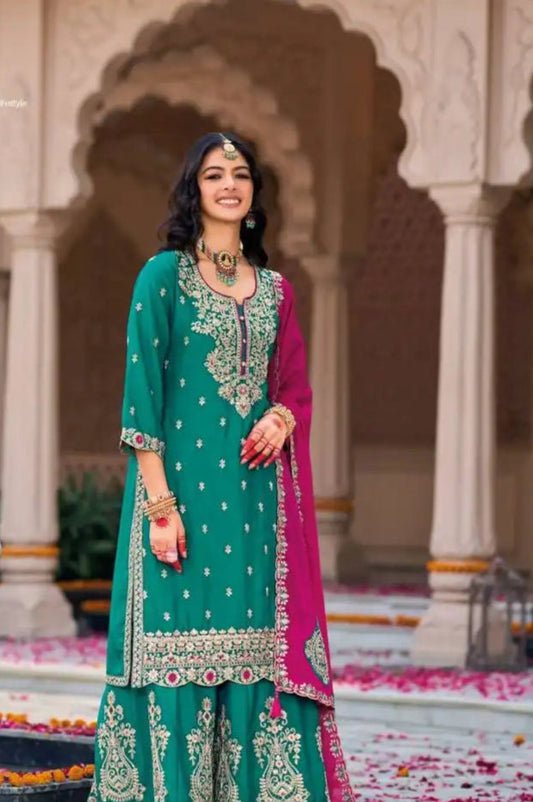 Eba Nikhar Chinon Sharara Suit  Ready Made Collection