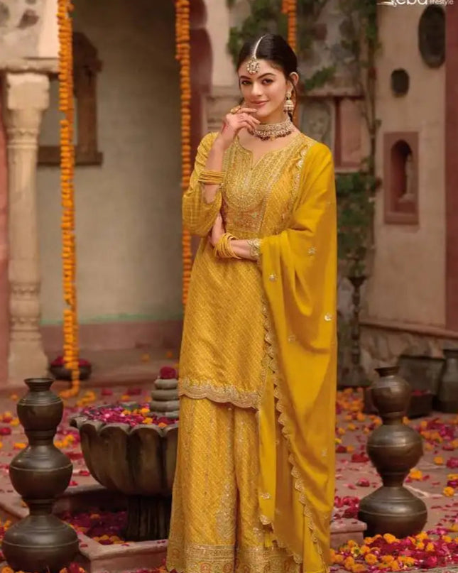 Eba Rashmika Chinon Digital Printed Sharara Suit Wedding Collection