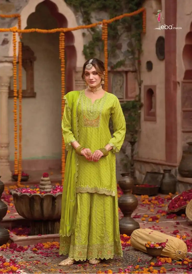 Eba Rashmika Chinon Digital Printed Embroidered Ready Made