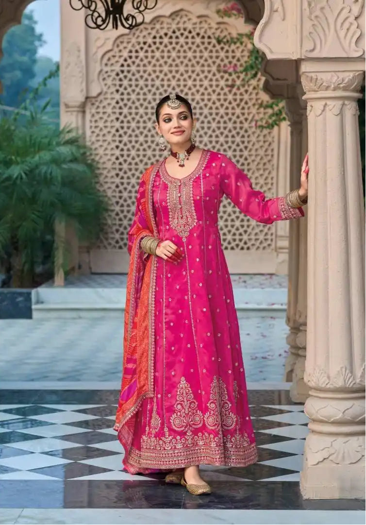 Eba Shringar Shimmer Long Gown With Dupatta Collection