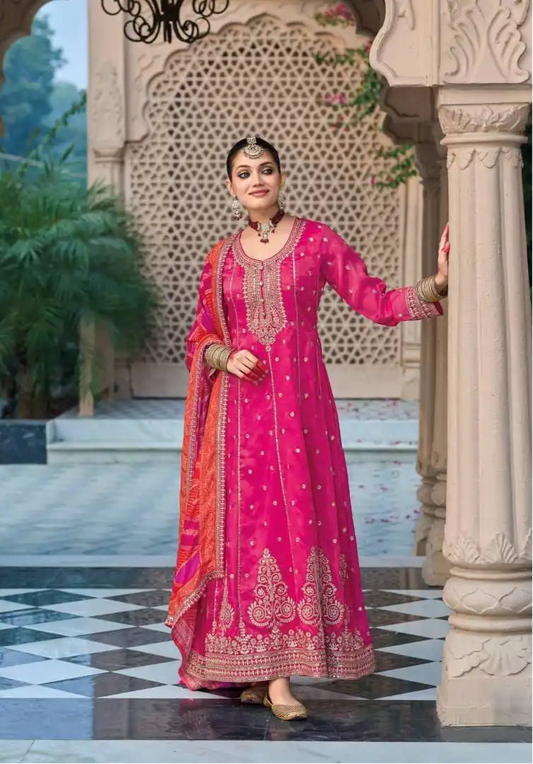 Eba Shringar Shimmer Long Gown With Dupatta Collection