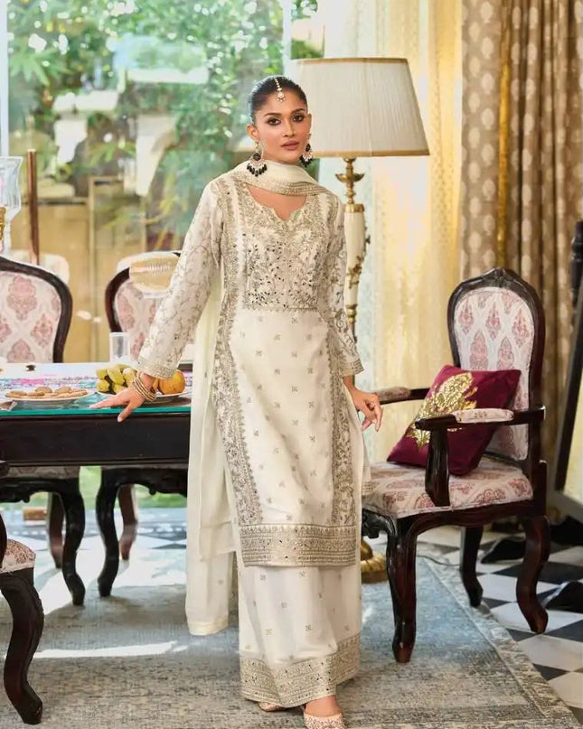 Eba Bliss Chinon With Embroidered Ready Made Suits