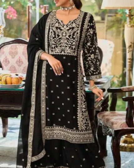 Eba Bliss Chinon Black Ready Made Suits party Wear Collection
