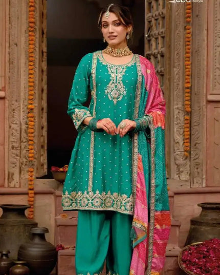 Eba Gajari Chinon Salwar Kameez With Embroidery Work