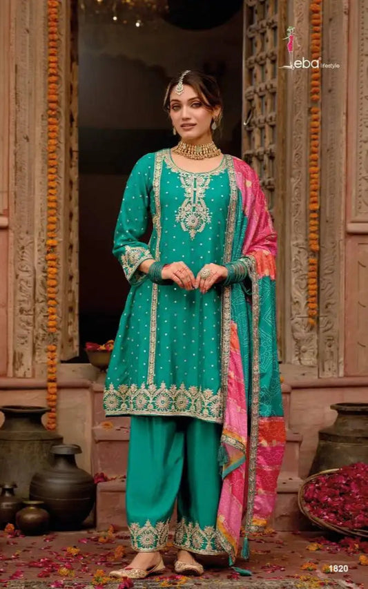 Eba Gajari Chinon Salwar Kameez With Embroidery Work