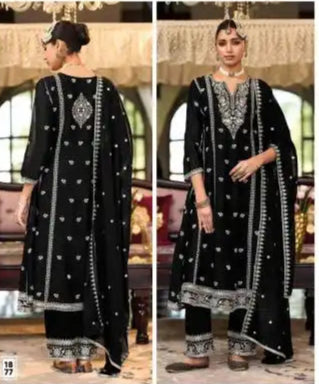 Eba Serena Chinon Black Kurti pant Dupatta Collection
