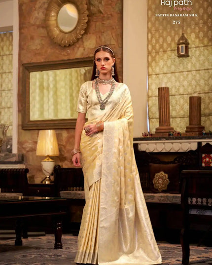 Rajpath Shella Gold Soft Satin Silk Sari Collection 275
