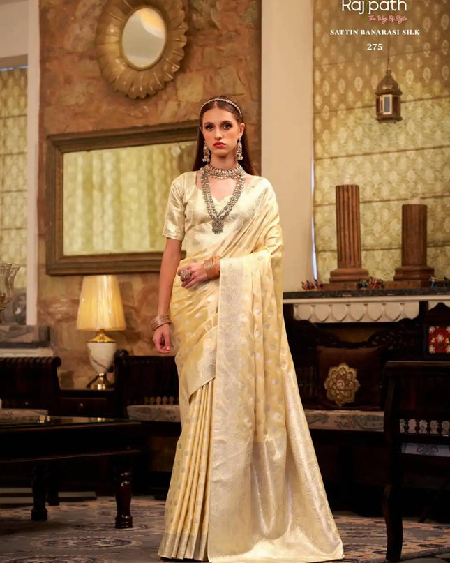 Rajpath Shella Gold Soft Satin Silk Sari Collection 275