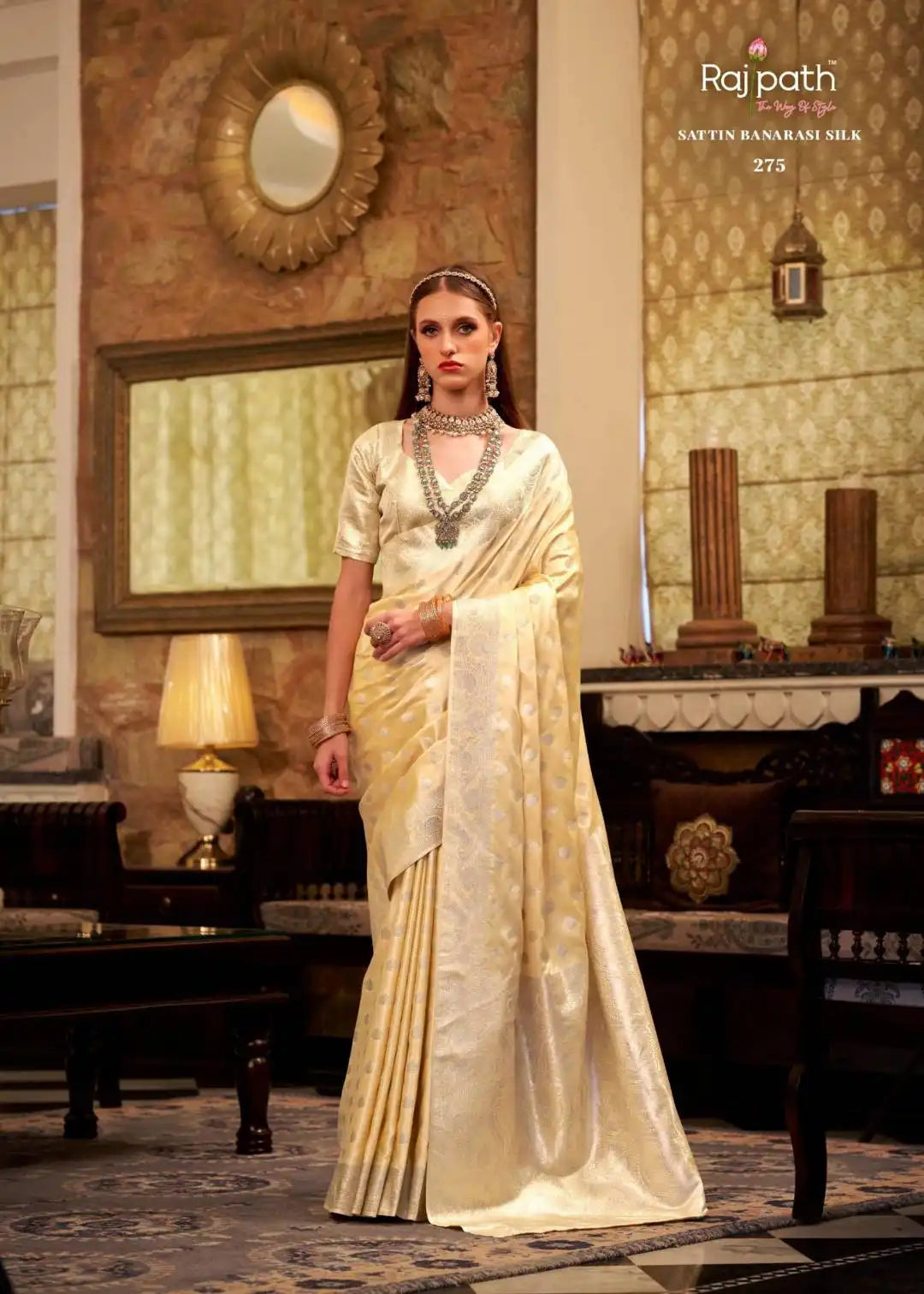Rajpath Shella Gold Soft Satin Silk Sari Collection 275