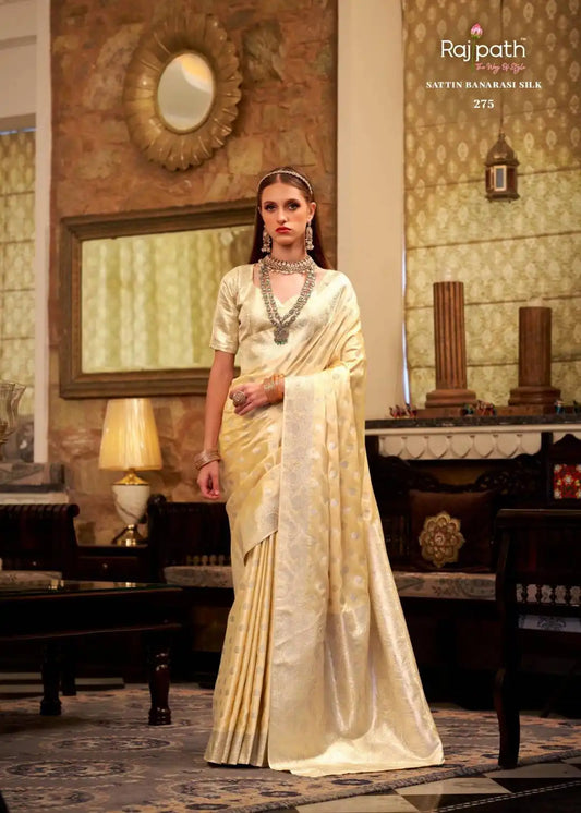 Rajpath Shella Gold Soft Satin Silk Sari Collection 275