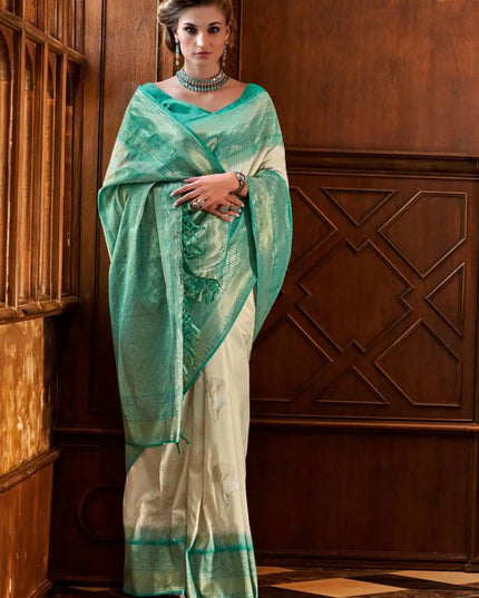 Rajpath Roseberry Silk Soft Silk Designer Sari Turquoise