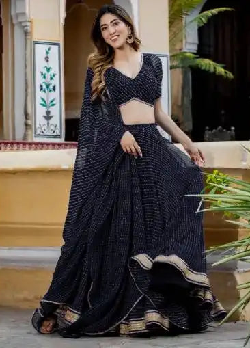 Zeel Vol 22 Black Color Georgette Designer Lehenga Choli Party Wear Collection