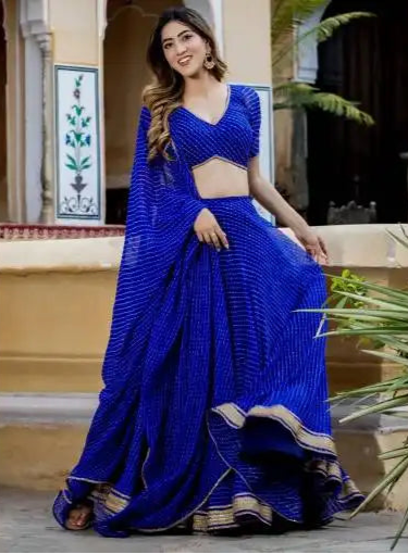 Zeel Vol 22 Blue Color Georgette Designer Lehenga Choli Party Wear Collection