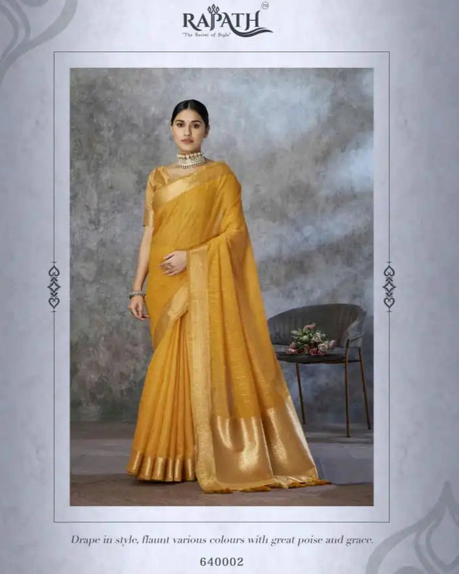 Rajpath Ronak Tissue Silk With Zari Border Saree Collection 640002