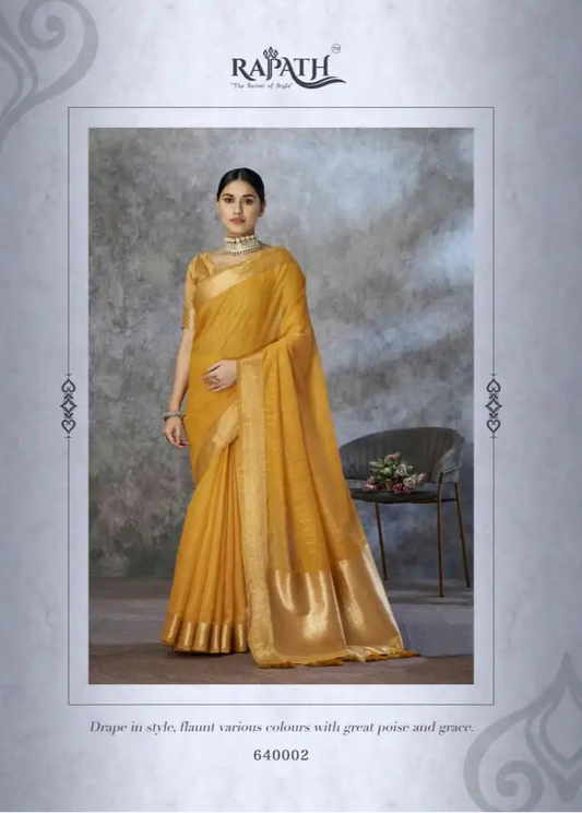 Rajpath Ronak Tissue Silk With Zari Border Saree Collection 640002