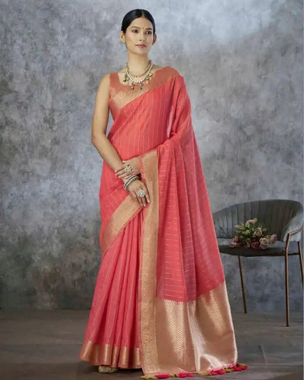 Rajpath Ronak Tissue Silk With Zari Border Saree Collection 640001