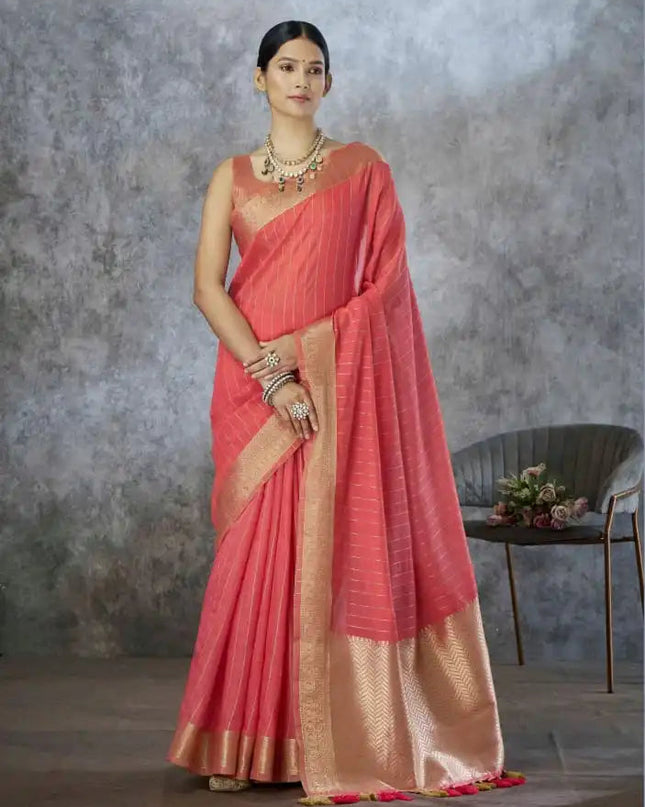 Rajpath Ronak Tissue Silk With Zari Border Saree Collection 640001