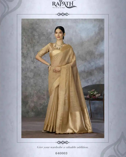 Rajpath Ronak Tissue Silk With Zari Border Saree Collection 640003