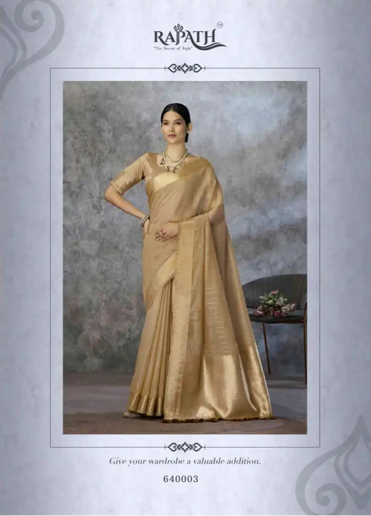 Rajpath Ronak Tissue Silk With Zari Border Saree Collection 640003