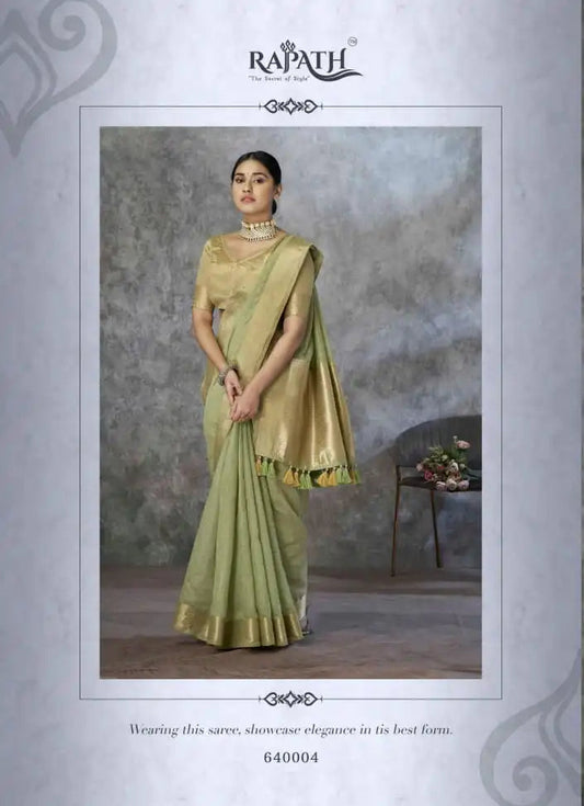Rajpath Ronak Tissue Silk With Zari Border Saree Collection 640004