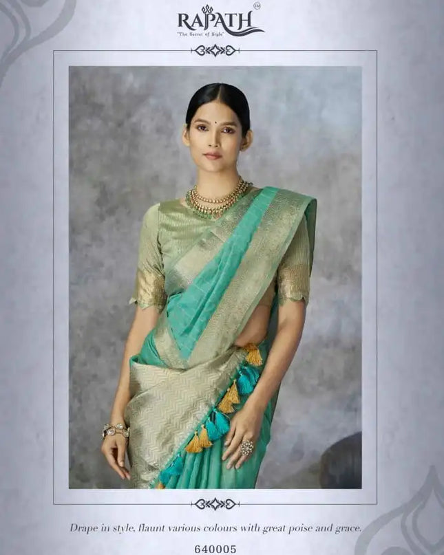Rajpath Ronak Tissue Silk With Zari Border Saree Collection 640005
