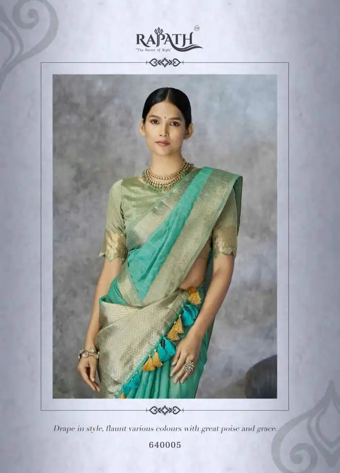 Rajpath Ronak Tissue Silk With Zari Border Saree Collection 640005