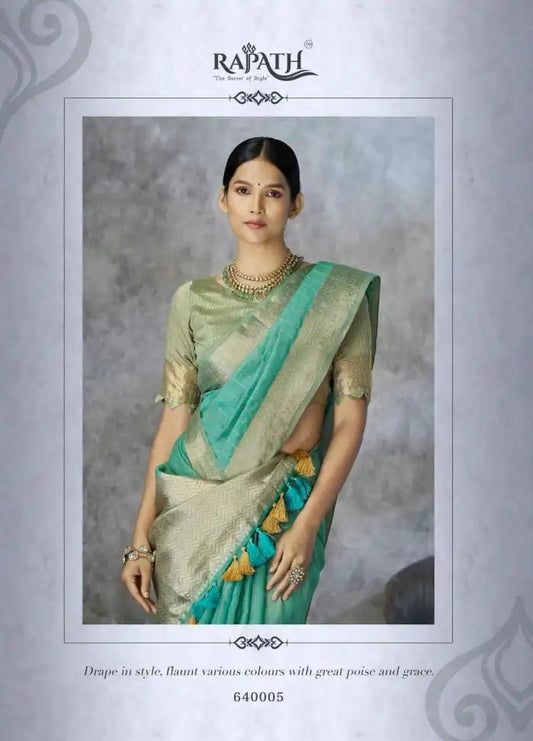 Rajpath Ronak Tissue Silk With Zari Border Saree Collection 640005