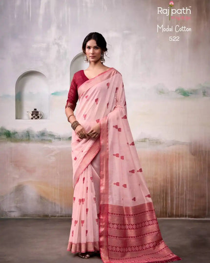 Rajpath Aqua Silk Modal Cotton Sari 522